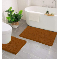 LuxUrux Набор ковриков для ванной Luxury Chenille (2 шт.), мягкий плюшевый нескользящий коврик для ванной + коврик для туалета, лохматый коврик из микро