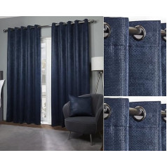 Emma Barclay Ambiance Eyelet Curtains 66 x 90 inch 100% Polyester Navy Blue