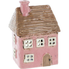 Shudehill Giftware Village Pottery Thatched Tealight Holder, Aqua, Blue, Pink and Cream