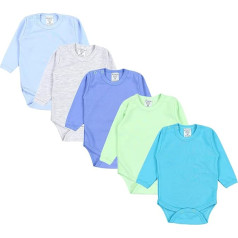 TupTam Baby Boys' Long-Sleeved Bodysuit, однотонные, упаковка из 5 штук