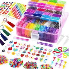 Набор резинок Loom Bands Case XXL с богатыми аксессуарами Более 15000+ резинок 28 цветов, включая ожерелья, кольца и браслеты из эластичных лент Сделай 