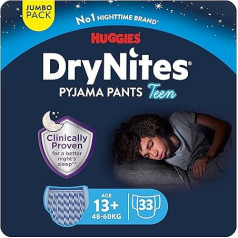 Ночные подгузники Huggies DryNites от энуреза для мальчиков от 13 до 17 лет (48-60 кг) 33 шт. в упаковке (3x11) Jumbo Monthly Pack