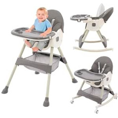 High Chair Baby 3-in-1 Children's High Chair with Table and Wheels High Chair Adjustable Foldable Baby Chair with Reclining Function Combination High Chair Grows with Your Child Dining Room Chair from