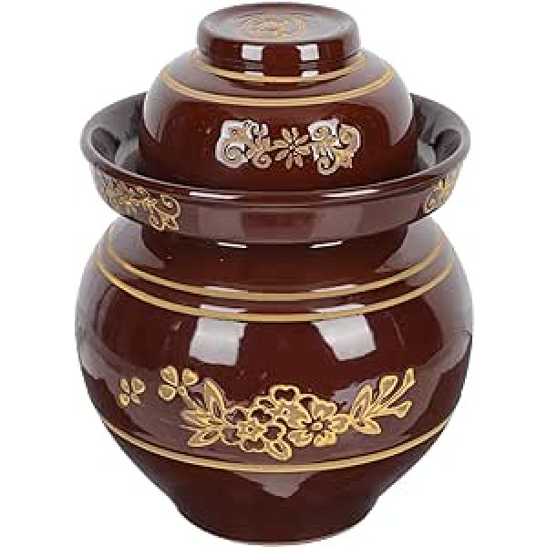 Cabilock Ceramic Preserving Jar Storage Container: Traditional Chinese Fermentation Jar with Lid Food Vegetable Storage Jar for Kitchen Pickling Kimchi Sauerkraut Fermentation 4L