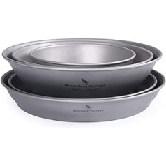 iBasingo Ti1110T Titanium Bowls Plate Ultralight Single Wall Bowl Plate Outdoor Camping Tableware Kitchen Utensils with Carry Bag