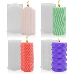 FANGCCC Large cylindrical candle moulds for pouring, 4 pieces candle moulds, silicone set, 3D candles, make your own set as home decorations