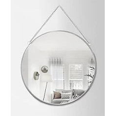 GreyZouq 30cm Round Wall Mirror with Silver Trim