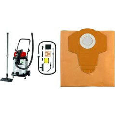 Einhell TE-VC 2230 SA Wet-Dry Vacuum Cleaner (1150 W, 220 mbar, 30 L, Stainless Steel Container, 3 m Suction Hose, Eco Power) + Einhell Dirt Trapper Bag 30 Litres for Wet/Dry Vacuum Cleaner, Set of 5