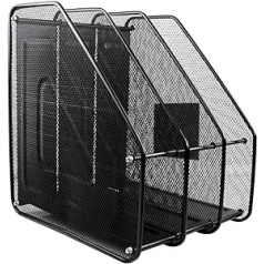 Magazine File Metal Magazine Rack Black 3 Compartments Magazine Rack Desk Standing Folder Archive File Organiser Manager Robust Metal Mesh Bookend