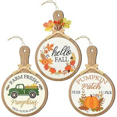 heigudan 3 x Autumn Decor Signs, Pumpkin Hanging Chalk Labels, Harvest Party Decorations, Welcome Scripts, Wooden Hanging Signs, Autumn Harvest, Houses Indoor Outdoor Autumn Home Decoration