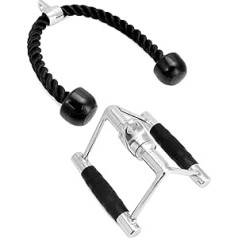 QWORK® Triceps Rope and V Rowing Handle with Swivel, Pulley Fitness Accessories, Lat Pull Accessories