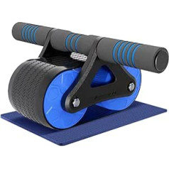 LAPONO Abdominal Trainer Automatic Rebound Abdominal Wheel, Abdominal Trainer Abdominal Roller Stable Ab Roller Double Wheels with Knee Mat for Men and Women Home Abdominal Training