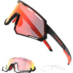 ROCKBROS Cycling Glasses 2 in 1 Sports Glasses Polarised Photochromic Glasses UV Protection Women Men Sunglasses for Outdoor Activities such as Cycling Running Fishing Golf