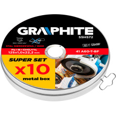 Graphite Диск отрезной по металлу 125 x 1,0 x 22,2 мм, 41 A60-T-BF, INOX, 10 шт.