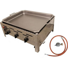 BSR-Grillen 3-Bulb Professional Gas Barbecue Made of Stainless Steel, Infinitely Adjustable, Gas Roaster, Gastro Grill, Gastro Roasting Dish with Gas Hose and Pressure Regulator (10.8 kW, Enamel Grill