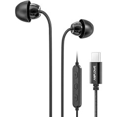 ANFLOWE MS28 - USB-C Schlaf Kopfhörer, In-Ear-Kopfhörer Ohrhörer mit Kabel und Mikrofon, Reiner Klang, Geräuschisolierung, Type-C Schlafkopfhörer für Schlafen, Seitenschläfer, Kleine Ohren