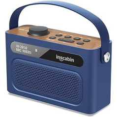 Inscabin M60 Portable DAB/DAB + FM Digital Radio/Portable Wireless Speaker with Bluetooth/Stereo Sound/Double Speaker/Double Alarm Clock/Battery/Beautiful Design (Blue)