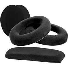 Geekria Velvet Replacement Ear Pads for HD598 HD598SE HD598CS HD515 HD555 HD595 HD518 Ear Pads and Headband Pads + Headband Pad + Headband Pad/Replacement Suit (Dense Velvet/Black)