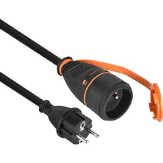 Electraline 01761 10 m IP44 Rubber Extension Cable H07RN-F 3 G2.5 mm Female French Electralock Fitted with Locking System Prevents Disconnecting the Socket Black