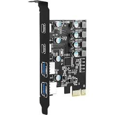 PCIE to USB Expansion Card 4 Ports (2 x USB C, 2 x USB A), USB 3.0 Pcie Card PCI Express Expansion Card for Desktop PC Support Windows Mac OS