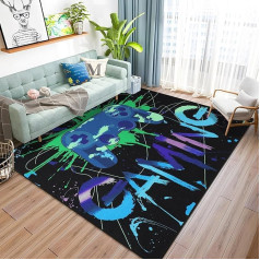 Capslpad Gamer Controller Rug 150 x 200 cm Non-Slip Large Size Gamer Area Rug Low Pile Printed Controller Game Gamepad Rug for Players Gamer Bedroom Living Room Playroom Decor
