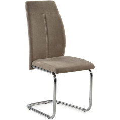 Expendio Bettina Swing Chair Microfibre Brown Frame Chrome Coloured Cantilever Dining Room Chair Kitchen Chair