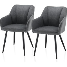 Tukailai Столовые стулья Комплект из 2 кухонных стульев Мягкий стул Льняная ткань сиденье Лаунж-кресло Гостиная кресло Спальня кресло Совреме