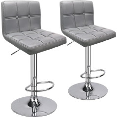 Leader Accessories Барный стул, комплект из 2 штук со спинкой, стильный кассовый стул, регулируемый по высоте 62 - 83 см, вращающийся стул на 360 градусов,