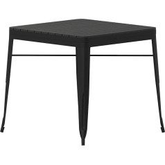Flash Furniture Helvey Commercial Indoor/Outdoor Patio Dining Table for 4 People Slatted Frame Made of Polyresin - Стальной каркас, полипропилен полистирол легированная сталь, черный, 31,5 дюй