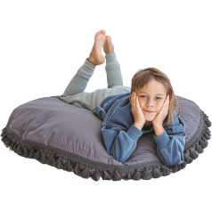 Minicamp Гигантская напольная подушка подходит для украшения детской комнаты - изготовлена из 100% хлопка - с краями Pom Pom - мягкая и удобная - серы