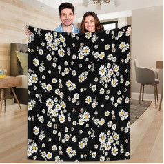 Ririx Плед с рисунком маргаритки, для кровати, дивана, софы, кресла, кемпинга и путешествий, легкий плед, большой (203,4 x 152,4 см)