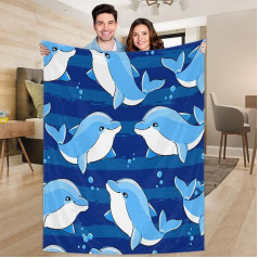 Ririx Одеяло Happy Dolphin, океанское одеяло, для кровати, дивана, софы, кресла, кемпинга и путешествий, легкое одеяло, большое (203,4 x 152,4 см)