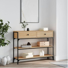 Festnight Узкий консольный столик, 100 x 25 x 75 см, деревянный столик для прихожей, приставной столик, консольный столик с ящиками, стальной каркас, 