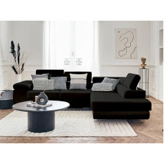 Bestmobilier Pablo - Угловой диван с функцией сна - С ящиком для хранения - Регулируемые подголовники - Велюр - 5 мест - Правый черный