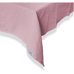 hutch&putch Premium Muslin Tablecloth Angelina Mauve - Tablecloth Made of 100% Muslin Organic Cotton - Boho Decorative Muslin Table Cover - Wedding Tablecloth Non-Iron (135 x 135 cm)