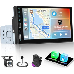 Hikity 1 Din Autoradio mit Bildschirm, 7 Zoll Беспроводной Apple CarPlay Android Auto Радио Bluetooth Автомобильный Play Сенсорный Дисплей FM Приемник
