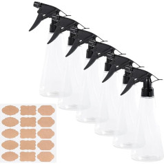 6 x бутылки спрей 350 мл пустые бутылки спрей ПЭТ прозрачный с этикетками для растений цветы домашний сад парикмахерская салон