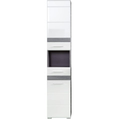 Trendteam smart living SetOne Tall Cabinet, композитное дерево, белый глянец, серо-дымчатое серебро, 37 x 182 x 31 см