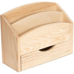 Настольный органайзер Creative Deco, 2 отделения с ящиком, 25 x 10 x 20,5 см (+/- 1 см), настольный органайзер для офиса, лоток для писем, деревянный ящик дл