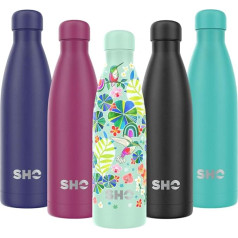SHO Bottle - Ultimate Insulated Double Wall Stainless Steel Insulated Flask & Water Bottle - 12 Hours Hot & 24 Hours Cold - 260ml, 750ml & 1000ml - BPA Free (500ml, xJB - Humm) Inbirds)