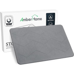 Amber Home Diatomaceous Earth Bath Mat Stone Non Slip Super Absorbent Quick Dry Bathroom Floor Mat Grey 60x39cm