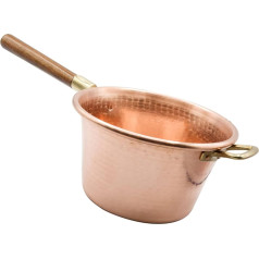 CREARTISTIC 100% Made in Italy Copper Pot - Solid Copper Kettle 25 cm - for Polenta - with Wooden Handle - Jam Pot - Hand Hammered - Handmade - Pot for Cheese and Pastries - for 4/5 People