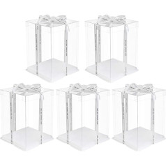 Hemoton 5pcs Cake Transport Box Transparent Cake Box Cake Box 8 Inch 25 cm without Ribbons Wedding Birthday Cakes Cake Dessert Gift Transport Container Bakery Packaging Boxes