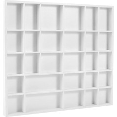 Creative Deco White Wooden Storage Box Wooden Tray 28 Compartments 44.5 x 40 x 3 cm Painted Wood Sorting Storage Shelf Box Printer Display Case Perfect for Decoupage, Storage, Decoration