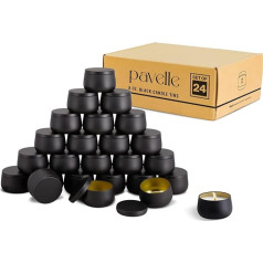 Pavelle 8 oz. Svarta ljusburkar med lock förljustillverkning, konst och hantverk, förvaring, presenter och mer, 24 st. Bulkljusburkar föratt göra ljus, partihandel med ljusburkar, nursing accessories föratt göra ljus