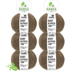 Hansa-Farm 100% Baby Alpaca Wool в 25 цветах - 300 граммовый набор DK (двойная вязка) (6 x 50 г) - Первая машинная стирка 100% шерсти альпака - еще более мягкая, без ца