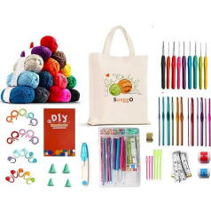 SusggO 73 Pieces Complete Crochet Kit with Accessories for Beginners, Amigurumi Crochet Kit - Balls Thread and Carry Bag Kit - DIY for Beginners