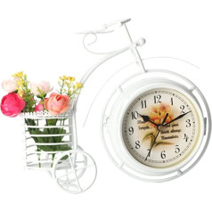 Настольные часы Yumech Vintage Bicycle Table Clock в форме велосипеда двухсторонние настольные часы с корзиной без тиканья тихие декоративные часы для до