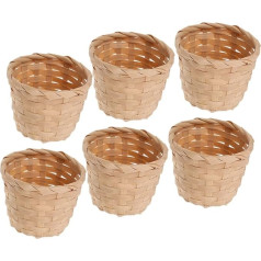 Mikinona 6 Stück Aufbewahrungskorb Mini Rattan gewebte Körbe Rattan Blumentopf Korb Picknick Rattan Container Winzige gewebte Körbe Mini Osterkorb Puppenhaus Blumentopf Braut Weben