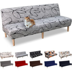 Lydevo Sofa Cover без подлокотников 3 Seater Sofa Bed Cover Stretch Armrest Sofa Bed Cover Armless Clic Clac Elastic Couch Cover Futon for Folding Couch without Armrests, Grey Flower